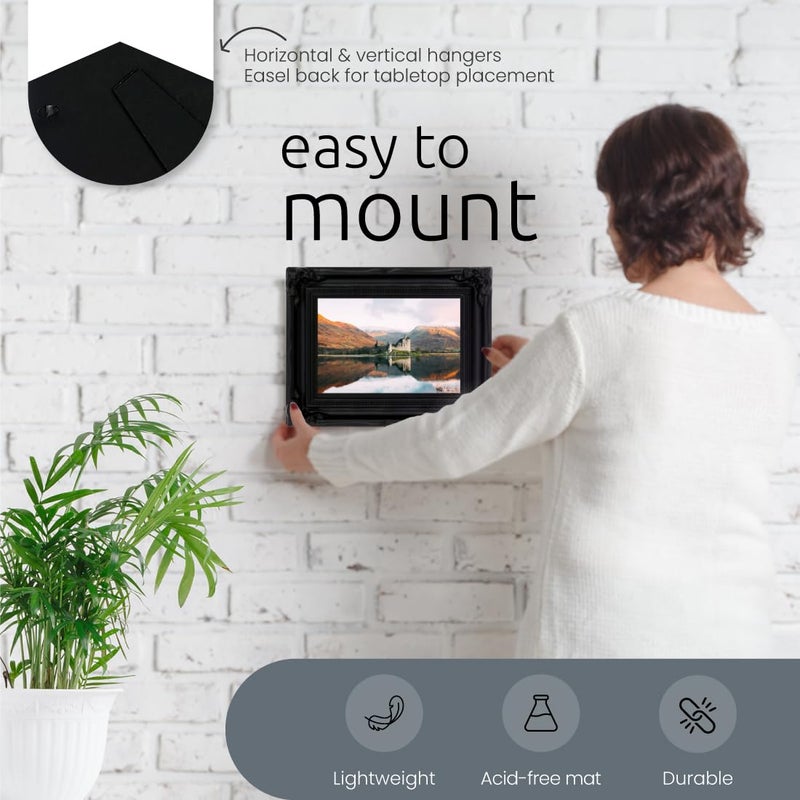 Kiera Grace Georgia Picture Frame, Holds an 8" x 10" Photo, 9.75" x 11.75" Large Plastic Picture Frame for Wall Hanging and Photo Display, Black - Image 4